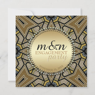 Geometrische Art Deco Gouden Verlovingsfeest Uitno Kaart