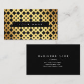 Geometrische Art Deco Gouden Zwart VIP Visitekaartje (Voorkant / Achterkant)