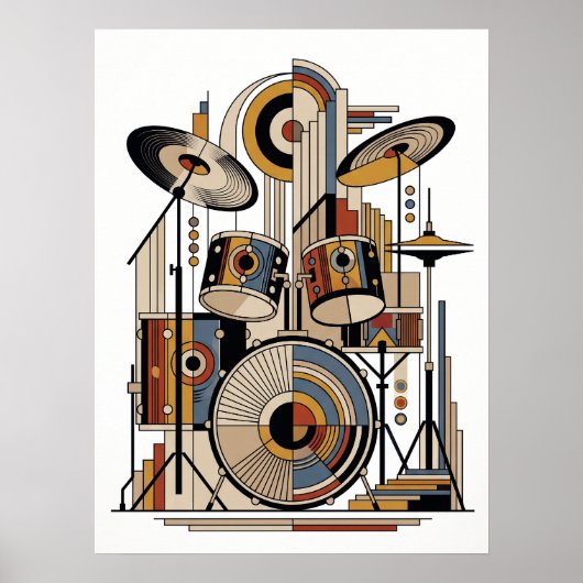 Geometrische Art Deco Jazz Poster (Voorkant)