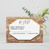 Geometrische art deco luxe goud /bronzen trouw RSP Kaart (Staand voorkant)