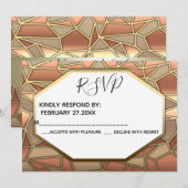 Geometrische art deco luxe goud /bronzen trouw RSP Kaart (Voorkant / Achterkant)