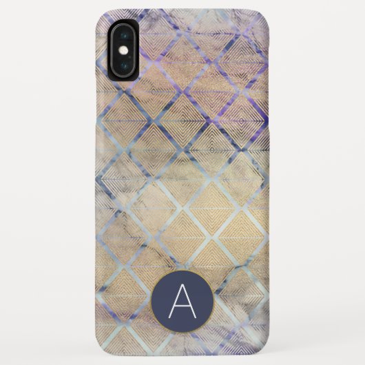 Geometrische Art Deco Paarse en witte marmer Case-Mate iPhone Case (Achterkant)