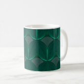 Geometrische Art Deco smaragdgroene bloem Koffiemok (Voorkant rechts)