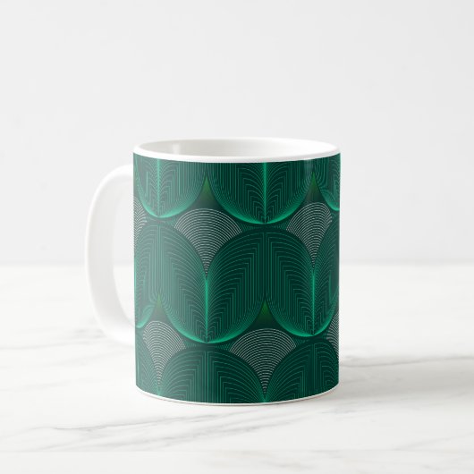 Geometrische Art Deco smaragdgroene bloem Koffiemok (Voorkant links)