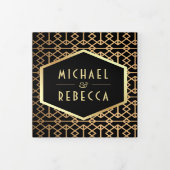  geometrische art deco stijl foto bruiloft drieluik uitnodiging (Cover)