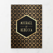 geometrische art deco stijl foto bruiloft drieluik uitnodiging (Cover)