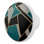 Geometrische art deco-stijl in Blauwgroen en zwart Keramische Knop (Rechts)