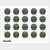 Geometrische Art Deco Sunburst Ronde Sticker (Vel)