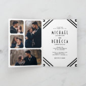 Geometrische Art Deco Zwart-Wit QR Code Trouwkaart (Binnen)