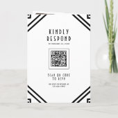 Geometrische Art Deco Zwart-Wit QR Code Trouwkaart (Achterkant)