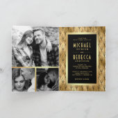 Geometrische Art Deco Zwarte Gouden QR Code Trouwd (Binnen)
