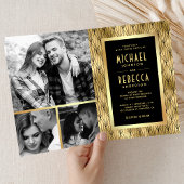 Geometrische Art Deco Zwarte Gouden QR Code Trouwd