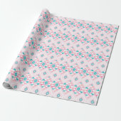 Geometrische aztec-patroon roze en turqoise cadeaupapier (Uitgerold)