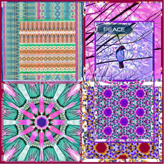 Geometrische Azulejos-tegels met vredesduif Fotobeeldje Magneet (Voorkant)