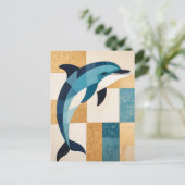 Geometrische Azure Sprong Briefkaart (Staand voorkant)
