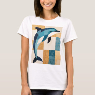 Geometrische Azure Sprong T-shirt