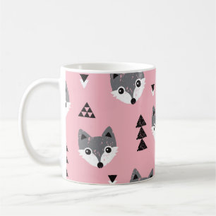 Geometrische Baby Fox Woodland Pattern Koffiemok