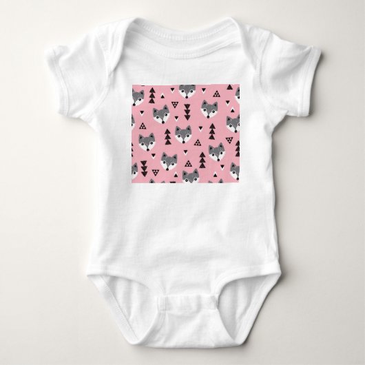 Geometrische Baby Fox Woodland Pattern Romper (Voorkant)