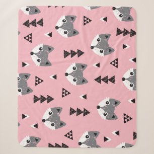 Geometrische Baby Fox Woodland Pattern Sherpa Deken