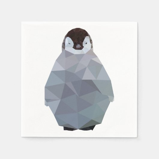 Geometrische Baby Penguin Print Servet (Voorkant)