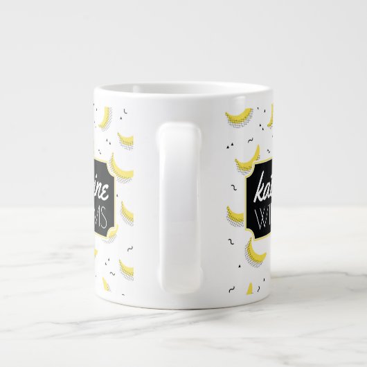 Geometrische bananen | Jouw namen toevoegen Grote Koffiekop (Achterkant)