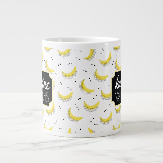 Geometrische bananen | Jouw namen toevoegen Grote Koffiekop (Voorkant)
