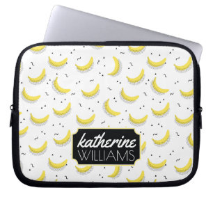 Geometrische bananen Jouw namen toevoegen Laptop Sleeve