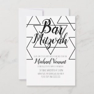 Geometrische Bar Mitzvah in zwart en wit Kaart