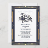 Geometrische BAR MITZVAH Kwaliteit Navy Goud Moder Kaart (Voorkant)
