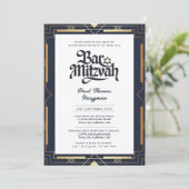 Geometrische BAR MITZVAH Kwaliteit Navy Goud Moder Kaart (Staand voorkant)