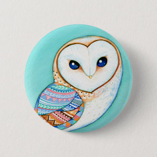 Geometrische Barn Owl Ronde Button 5,7 Cm