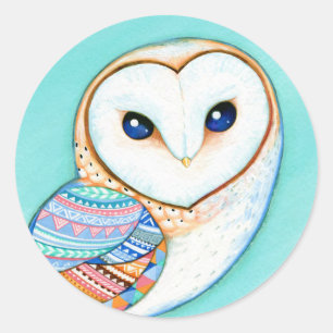 Geometrische Barn Owl Ronde Sticker
