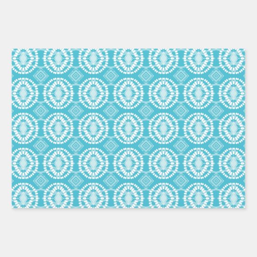 Geometrische batik Stropdas-Dye Blue Variation Pac Inpakpapier Vel (Voorkant 2)