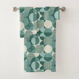 Geometrische Bauhaus, Blauwgroen, Seafoam, Cream Bad Handdoek
