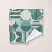 Geometrische Bauhaus, Blauwgroen, Seafoam, Cream Bad Handdoek (Wasdoekje)