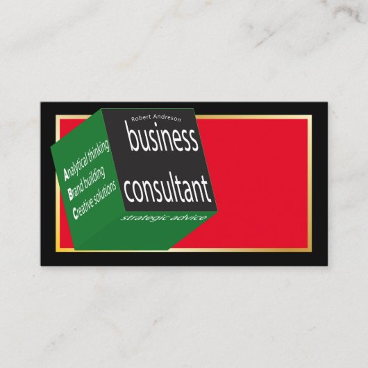 Geometrische bedrijfsadviseur Amazing Black Cube Visitekaartje (Voorkant)