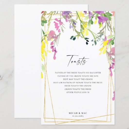 Geometrische beelden van kleurrijke wilde bloemen  (Voorkant / Achterkant)