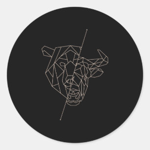 Geometrische Beer Bull Ronde Sticker