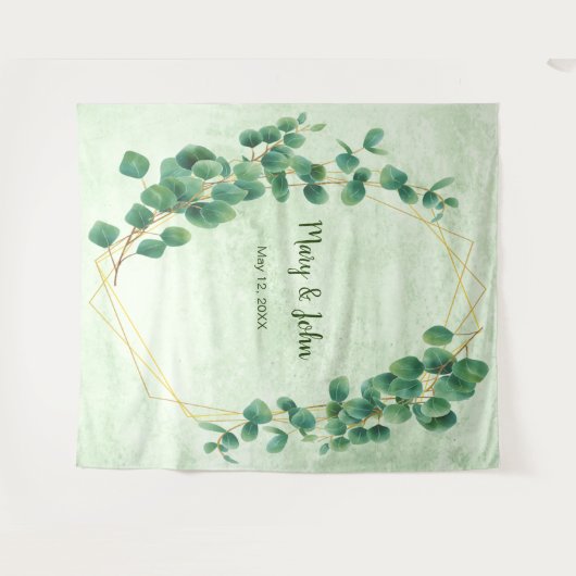 Geometrische begroeiing Eucalyptus blad foto achte Wandkleed (Voorkant (horizontaal))