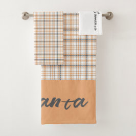 geometrische beige naam bad handdoek