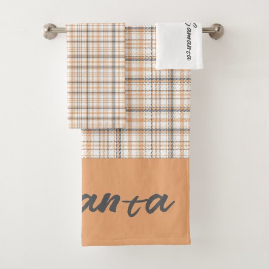  geometrische beige naam bad handdoek (Insitu)