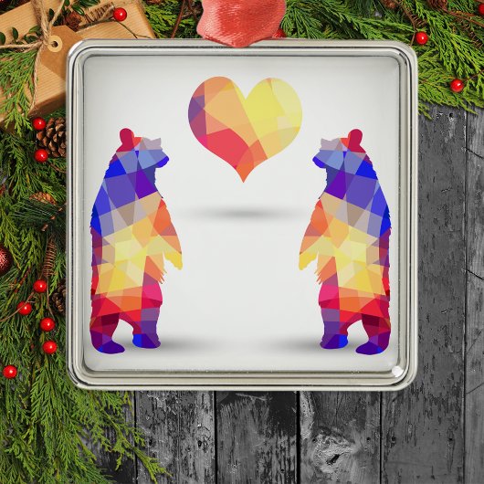 Geometrische Beren Metalen Ornament