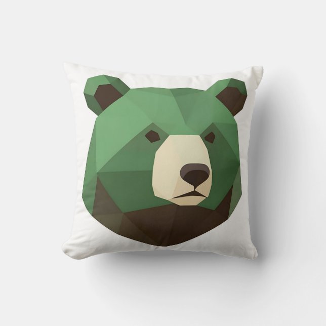 Geometrische berenkop Low Poly Kussen (Voorkant)