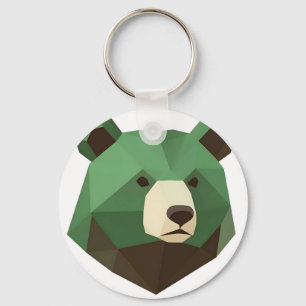 Geometrische berenkop Low Poly Sleutelhanger
