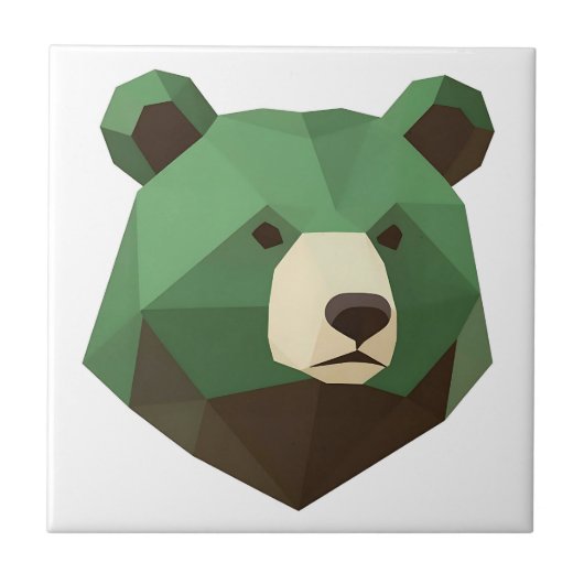 Geometrische berenkop Low Poly Tegeltje (Voorkant)