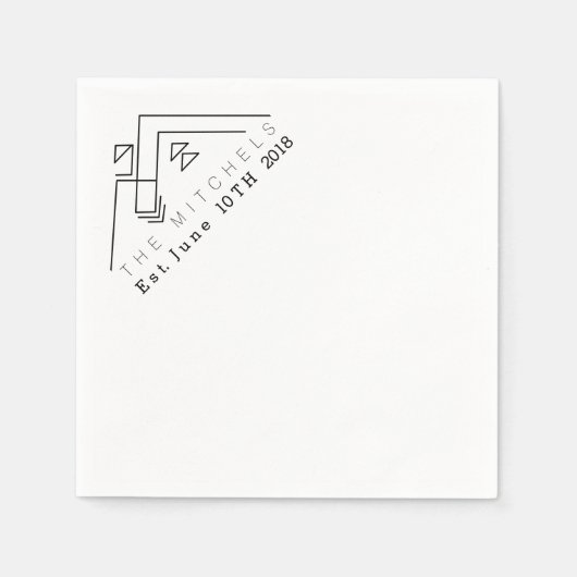 Geometrische berg | Aangepaste naam en datum Servetten (Voorkant)