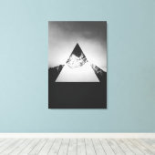 Geometrische berg gespiegeld in driehoek canvas afdruk (Insitu (Houten vloer))