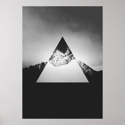 Geometrische berg gespiegeld in driehoek poster (Voorkant)