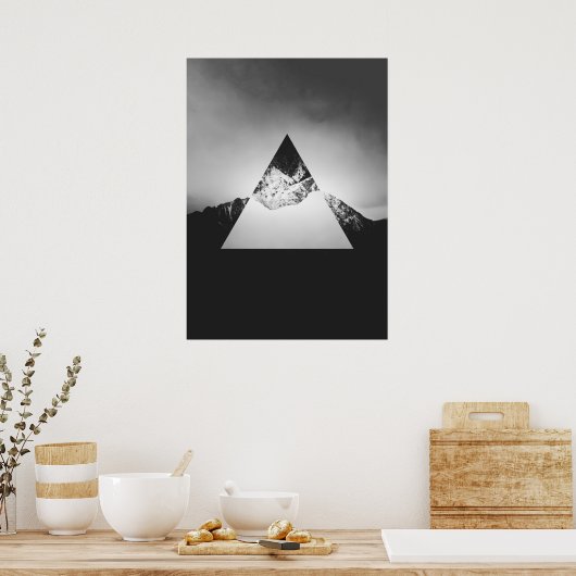Geometrische berg gespiegeld in driehoek poster (Keuken)
