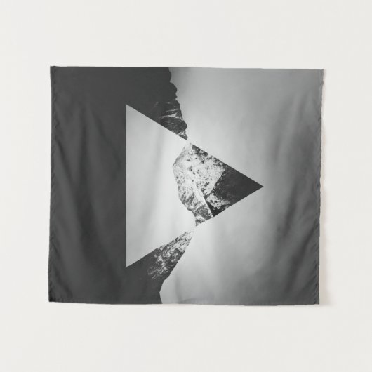 Geometrische berg gespiegeld in driehoek wandkleed (Voorkant (horizontaal))